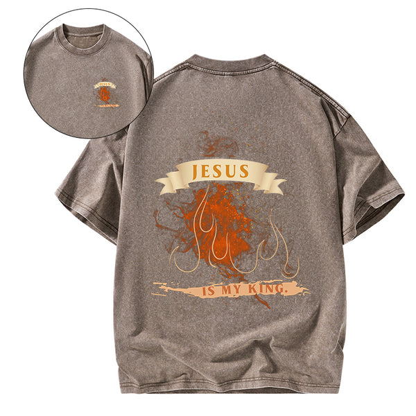 Jesus Is My King Christian Washed T-Shirt
