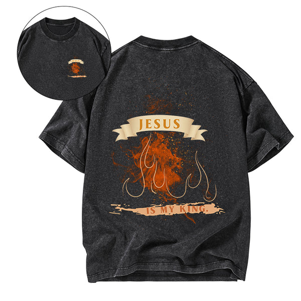 Jesus Is My King Christian Washed T-Shirt