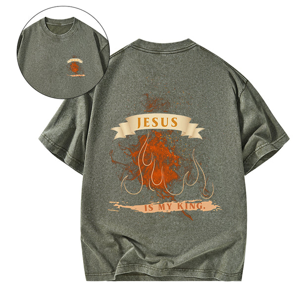 Jesus Is My King Christian Washed T-Shirt