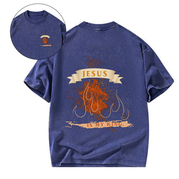 Jesus Is My King Christian Washed T-Shirt