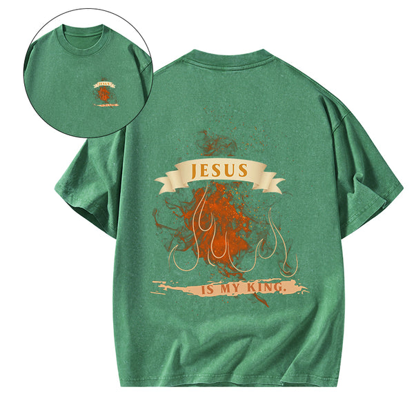 Jesus Is My King Christian Washed T-Shirt