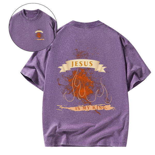 Jesus Is My King Christian Washed T-Shirt