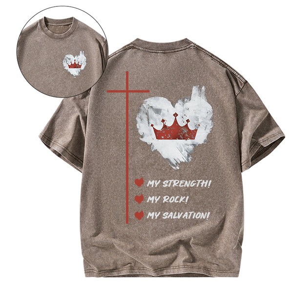 GC-WTS2333 Jesus Is My Strength Rock And Salvation Christian Washed T-Shirt