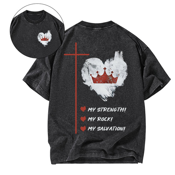 GC-WTS2333 Jesus Is My Strength Rock And Salvation Christian Washed T-Shirt