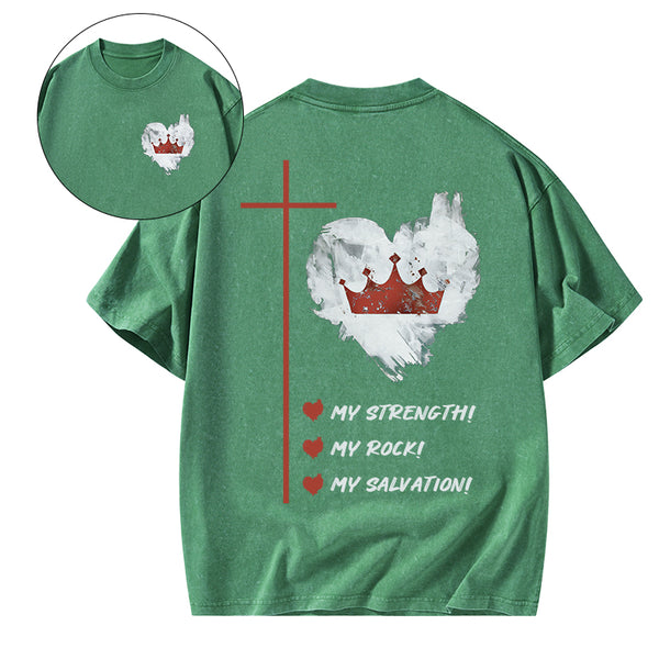 GC-WTS2333 Jesus Is My Strength Rock And Salvation Christian Washed T-Shirt