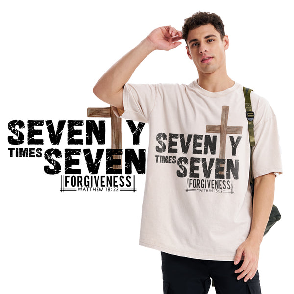 77 Times Forgiven Christian Washed T-Shirt