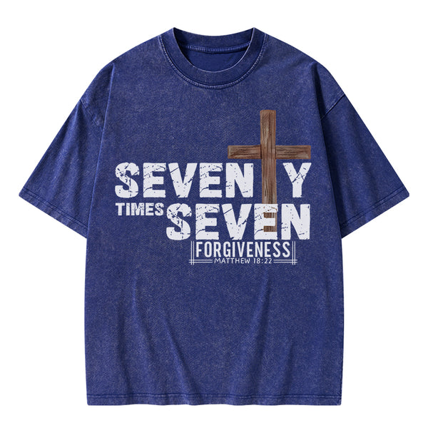 77 Times Forgiven Christian Washed T-Shirt