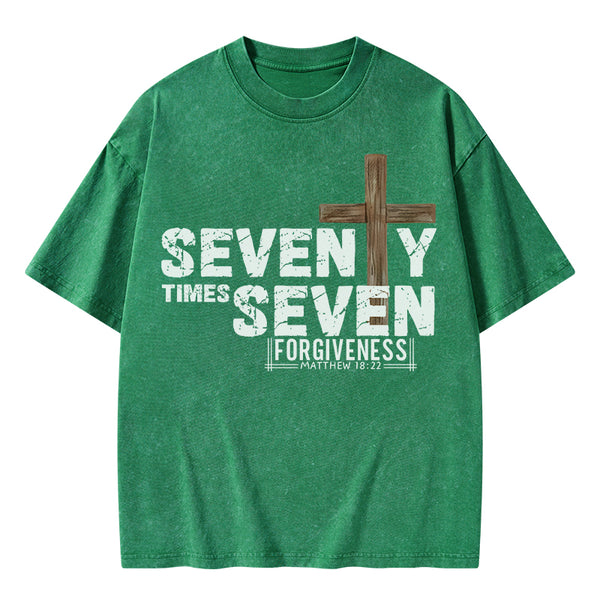 77 Times Forgiven Christian Washed T-Shirt