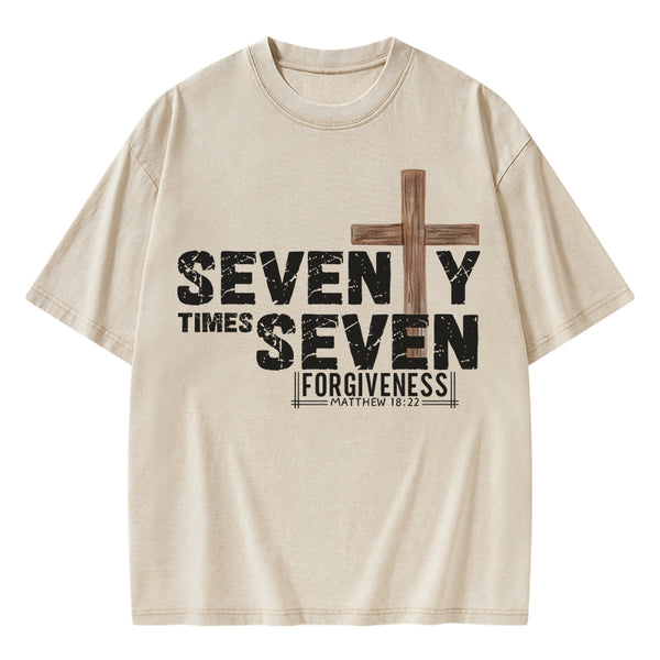 77 Times Forgiven Christian Washed T-Shirt