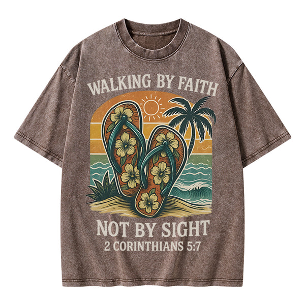 Walking By Faith Christian Washed T-Shirt