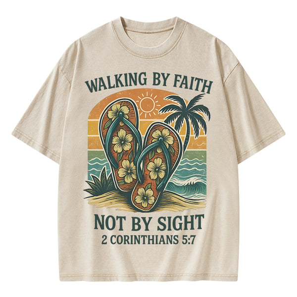 Walking By Faith Christian Washed T-Shirt