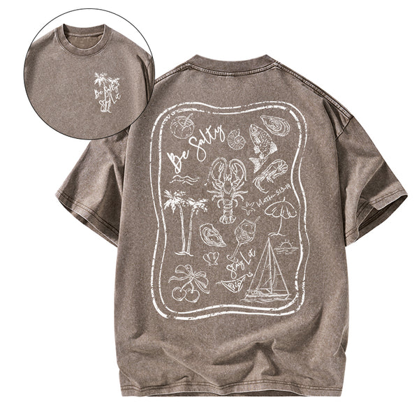 GC-WTS2340 Be Salty Stay Lit Christian Washed T-Shirt