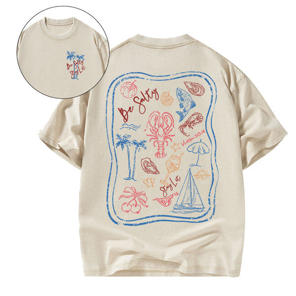 GC-WTS2340 Be Salty Stay Lit Christian Washed T-Shirt