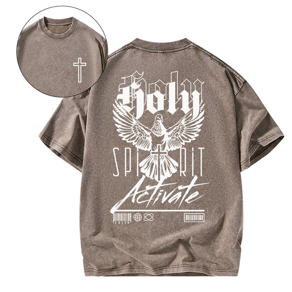 GC-WTS2346 Holy Spirit Activate Christian Washed T-Shirt