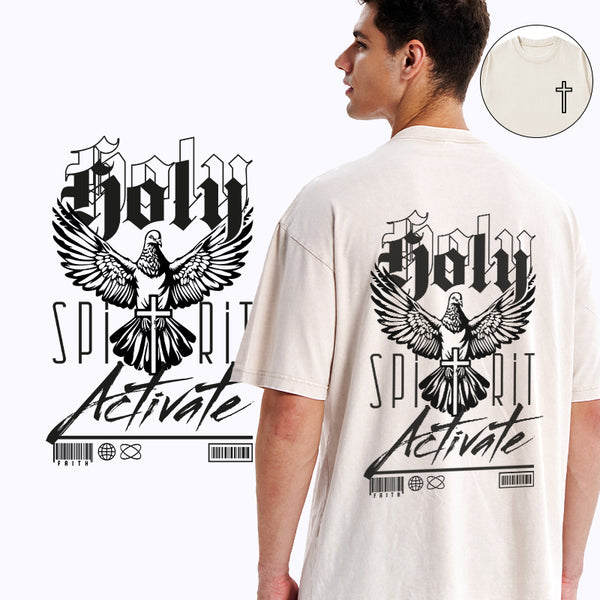 GC-WTS2346 Holy Spirit Activate Christian Washed T-Shirt