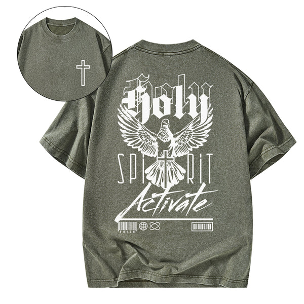 GC-WTS2346 Holy Spirit Activate Christian Washed T-Shirt