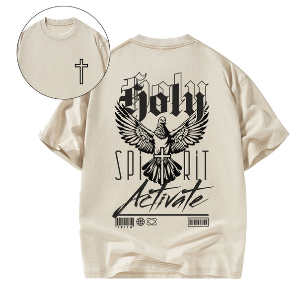 GC-WTS2346 Holy Spirit Activate Christian Washed T-Shirt