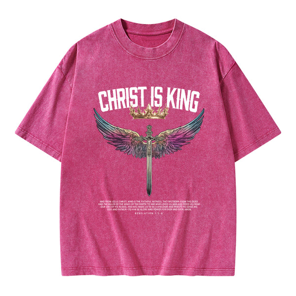 Christ Is King Christian Washed T-Shrit