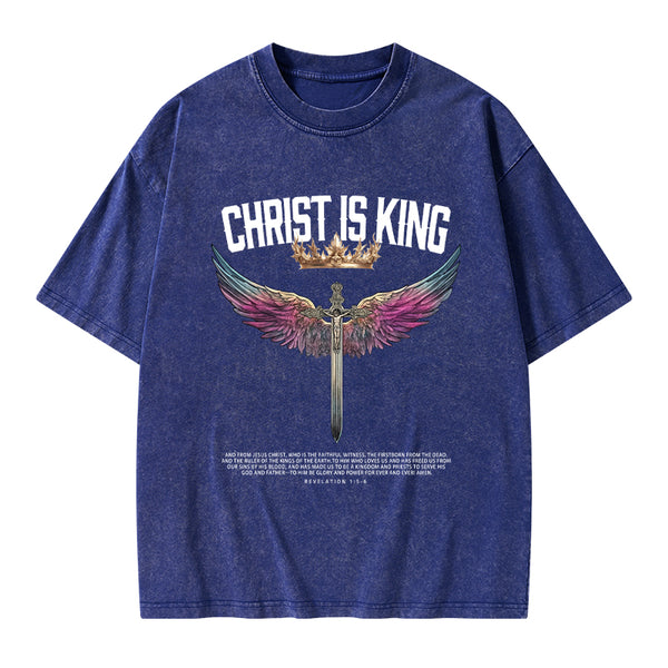 Christ Is King Christian Washed T-Shrit