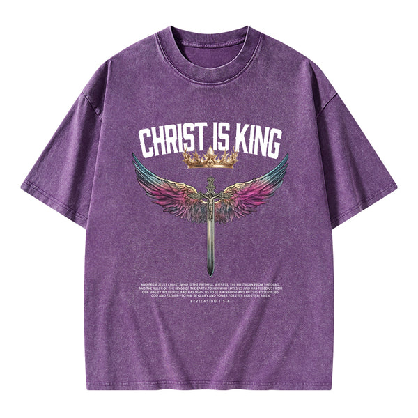 Christ Is King Christian Washed T-Shrit