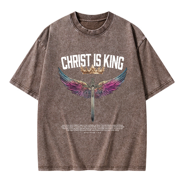 Christ Is King Christian Washed T-Shrit
