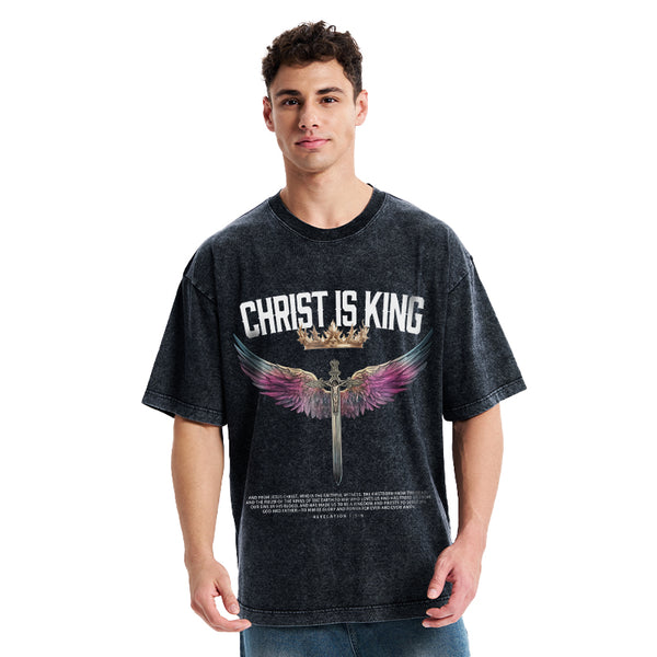 Christ Is King Christian Washed T-Shrit