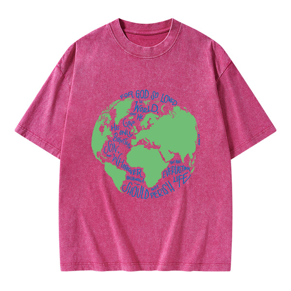 For God So Loved The World Christian Washed T-Shirt