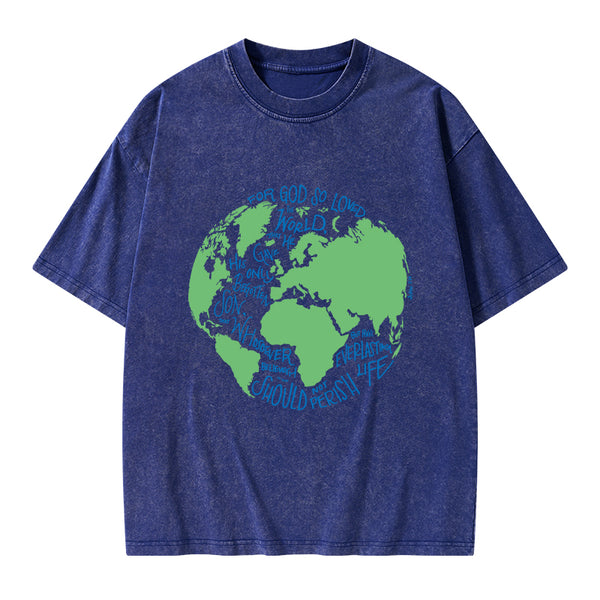 For God So Loved The World Christian Washed T-Shirt