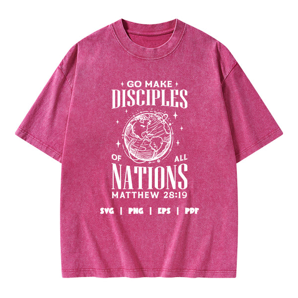 Go Make Disciples Christian Washed T-Shirt