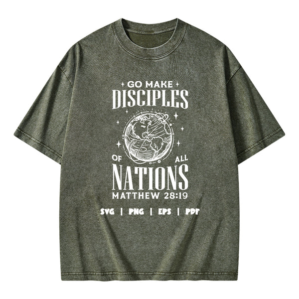 Go Make Disciples Christian Washed T-Shirt
