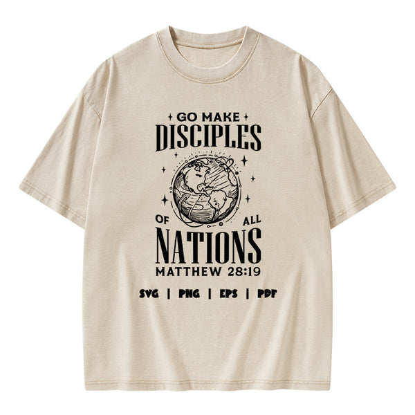 Go Make Disciples Christian Washed T-Shirt