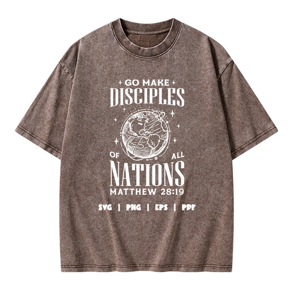 Go Make Disciples Christian Washed T-Shirt