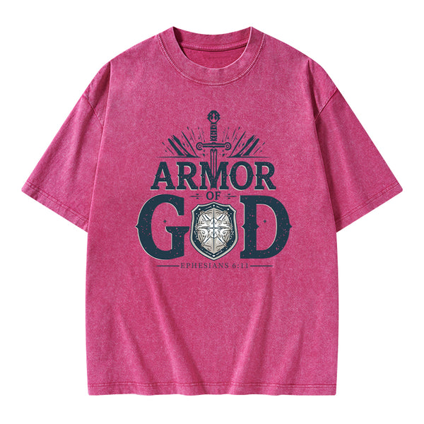 Armor Of God Christian Washed T-Shirt