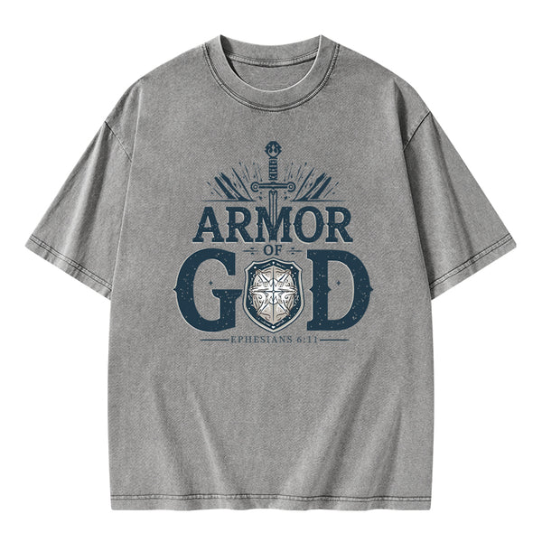 Armor Of God Christian Washed T-Shirt