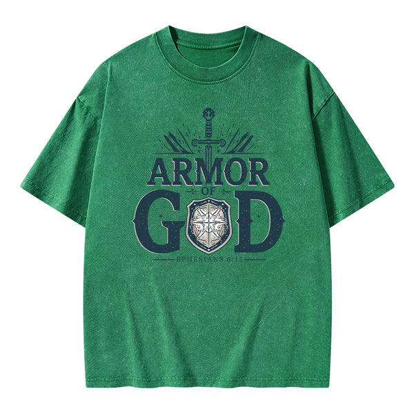 Armor Of God Christian Washed T-Shirt