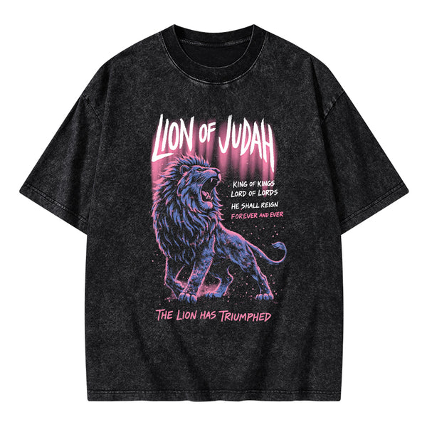 Lion Of Judah Christian Washed T-Shirt