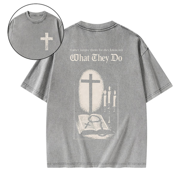 Father Forgiven Them Christian Washed T-Shirt