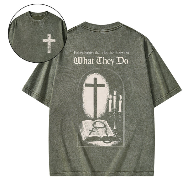 Father Forgiven Them Christian Washed T-Shirt