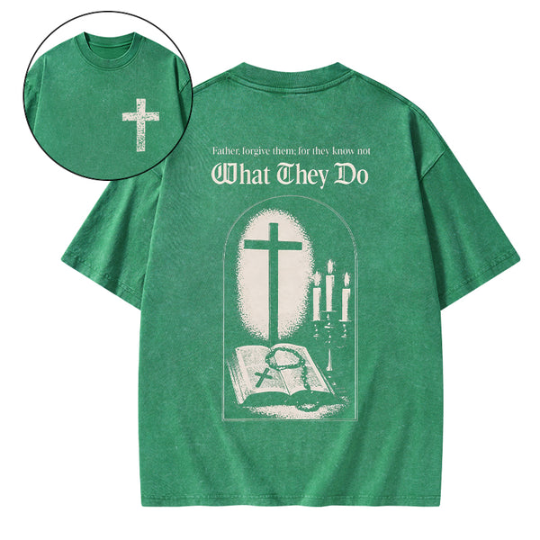 Father Forgiven Them Christian Washed T-Shirt