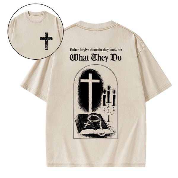 Father Forgiven Them Christian Washed T-Shirt