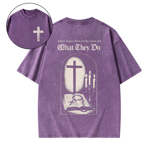 Father Forgiven Them Christian Washed T-Shirt