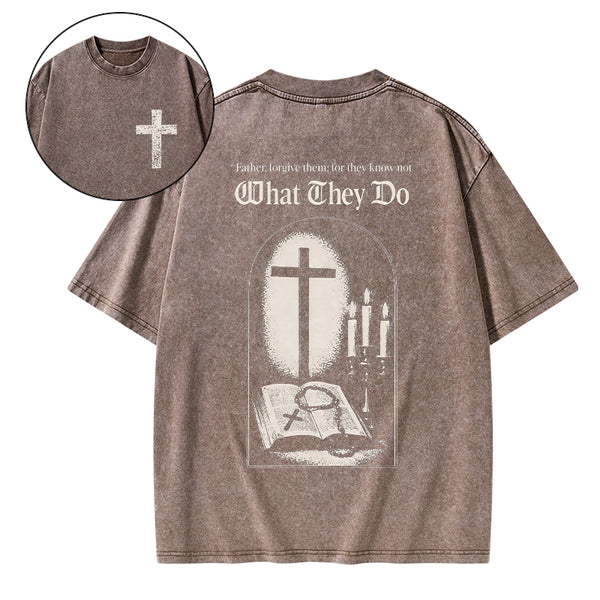Father Forgiven Them Christian Washed T-Shirt