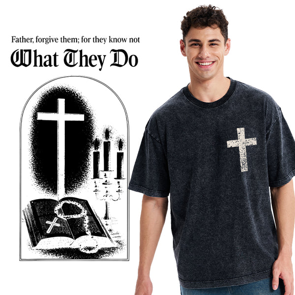 Father Forgiven Them Christian Washed T-Shirt