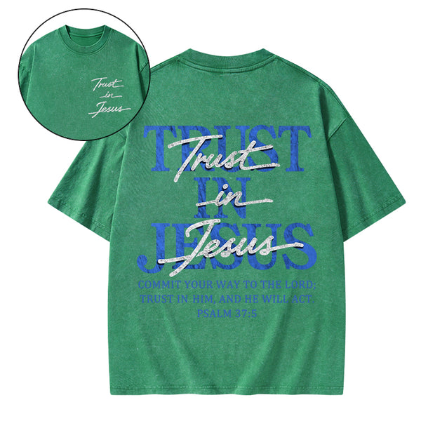 Trust In Jesus Christian Washed T-Shirt