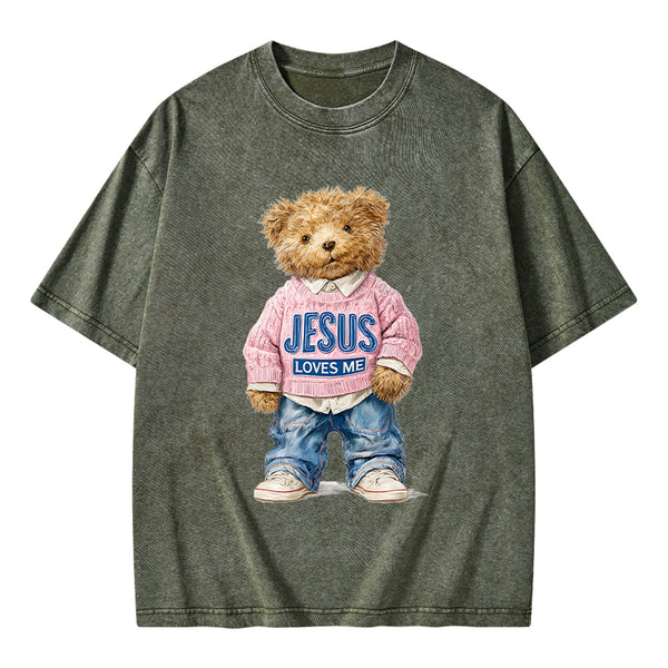 Jesus Loves Me Christian Washed T-Shirt