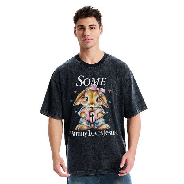 Some Bunny Loves Jesus Christian Washed T-Shirt