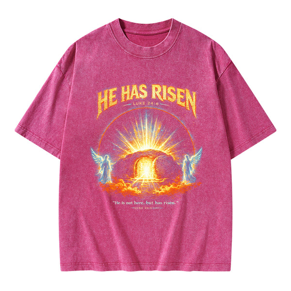 He Has Risen Christian Washed T-Shirt