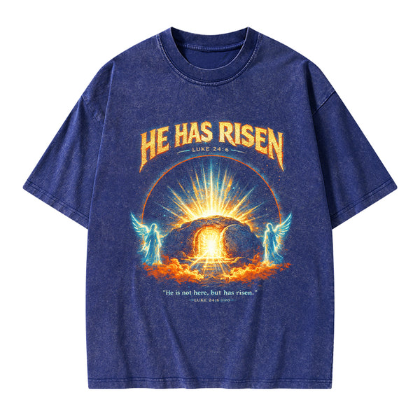 He Has Risen Christian Washed T-Shirt