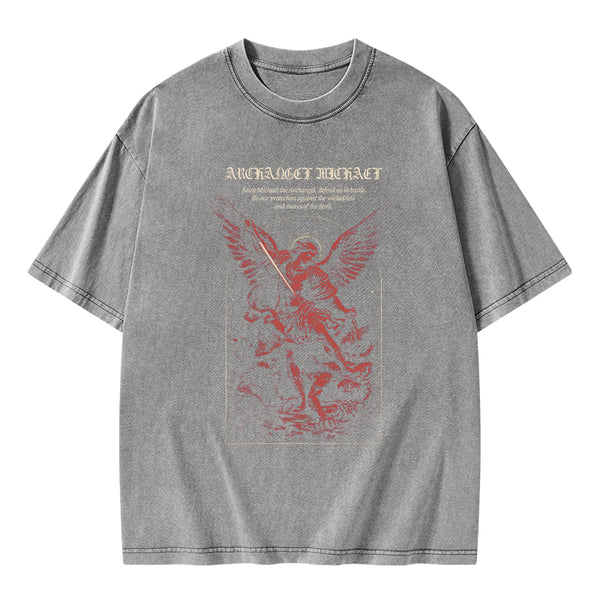 Archangel Michael Christian Washed T-Shirt