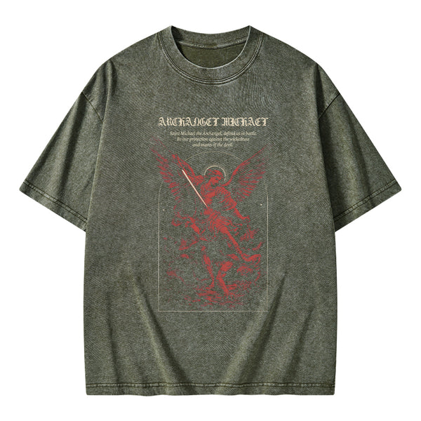 Archangel Michael Christian Washed T-Shirt